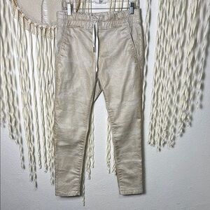 Bevy Flog Gold Metallic Python Print Pull On Pants Size 28